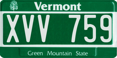 VT license plate XVV759