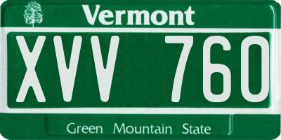 VT license plate XVV760