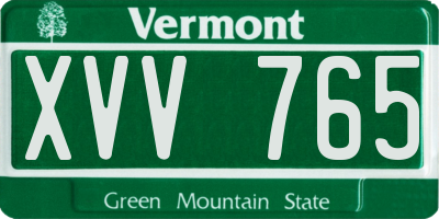 VT license plate XVV765