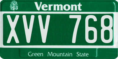 VT license plate XVV768
