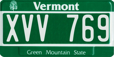 VT license plate XVV769