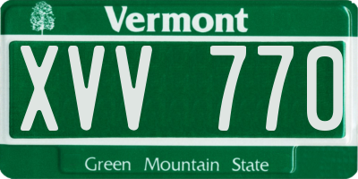 VT license plate XVV770