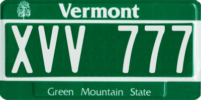 VT license plate XVV777