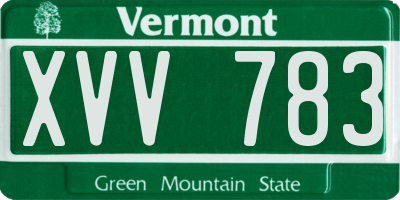 VT license plate XVV783