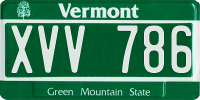 VT license plate XVV786