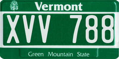 VT license plate XVV788