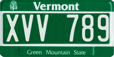 VT license plate XVV789