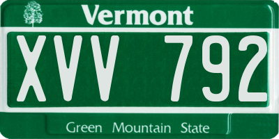 VT license plate XVV792