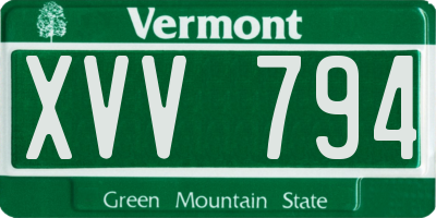 VT license plate XVV794