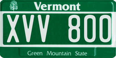 VT license plate XVV800