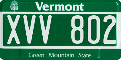 VT license plate XVV802