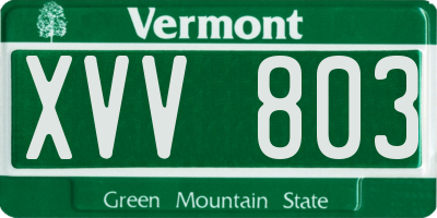VT license plate XVV803