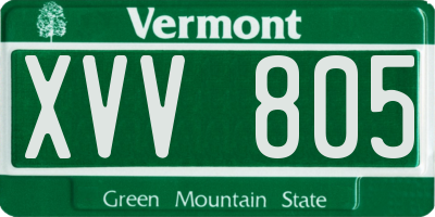 VT license plate XVV805