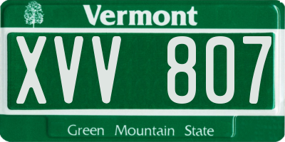 VT license plate XVV807