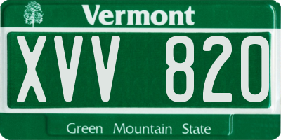 VT license plate XVV820