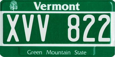 VT license plate XVV822