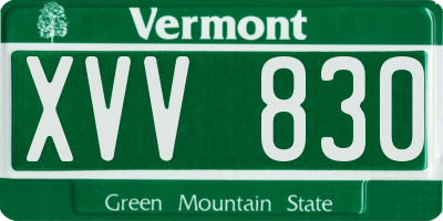 VT license plate XVV830