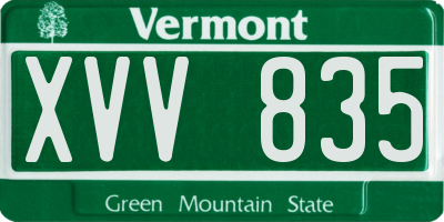 VT license plate XVV835