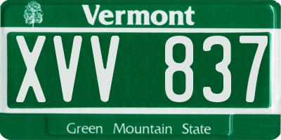 VT license plate XVV837