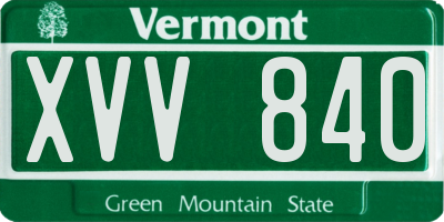 VT license plate XVV840