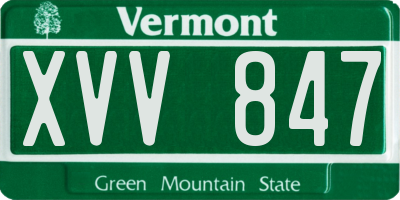 VT license plate XVV847