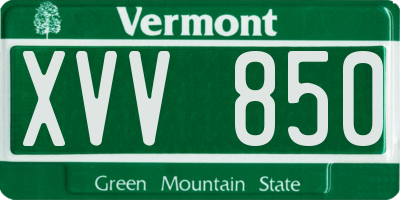 VT license plate XVV850