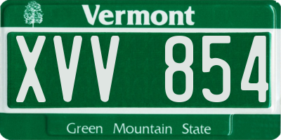 VT license plate XVV854