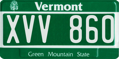 VT license plate XVV860