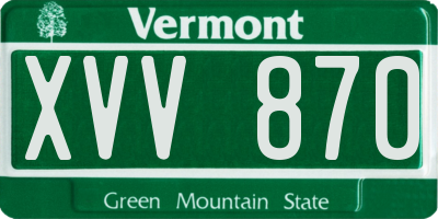VT license plate XVV870