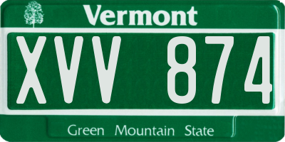VT license plate XVV874