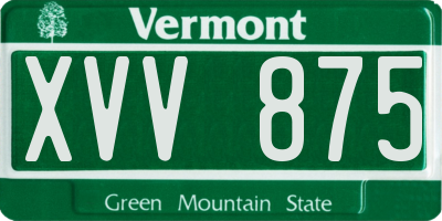 VT license plate XVV875