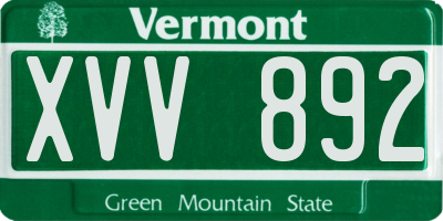 VT license plate XVV892