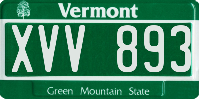 VT license plate XVV893