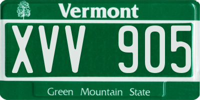 VT license plate XVV905