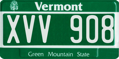 VT license plate XVV908