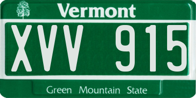 VT license plate XVV915
