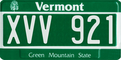 VT license plate XVV921