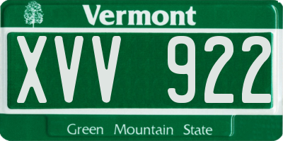 VT license plate XVV922
