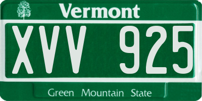 VT license plate XVV925