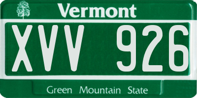 VT license plate XVV926