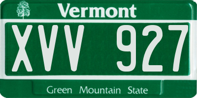VT license plate XVV927