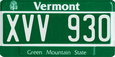 VT license plate XVV930
