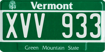 VT license plate XVV933