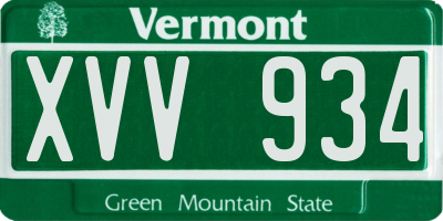 VT license plate XVV934
