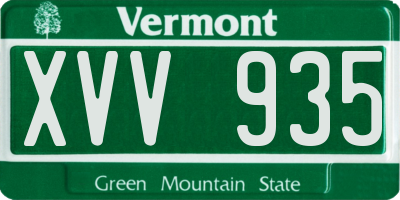 VT license plate XVV935