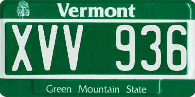 VT license plate XVV936