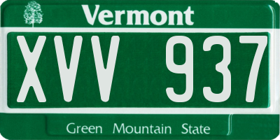 VT license plate XVV937