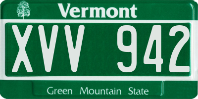 VT license plate XVV942