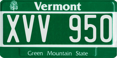 VT license plate XVV950