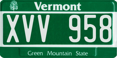 VT license plate XVV958